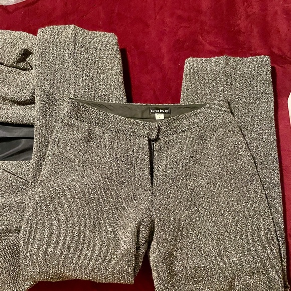 Womens 2pc Bebe Tweed Jacket + Pant Suit - Picture 10 of 13